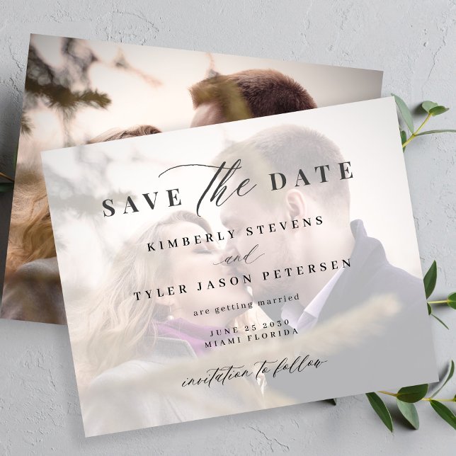 Budget photo elegant script wedding save the date (Creator Uploaded)