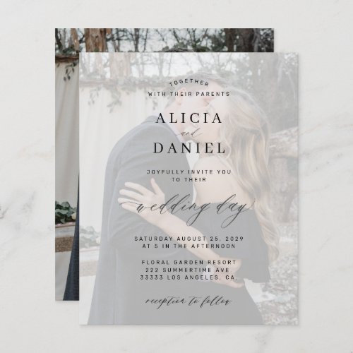 Budget photo elegant wedding invitation