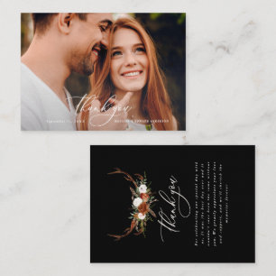 Budget photo elegant wedding thank you black white enclosure card