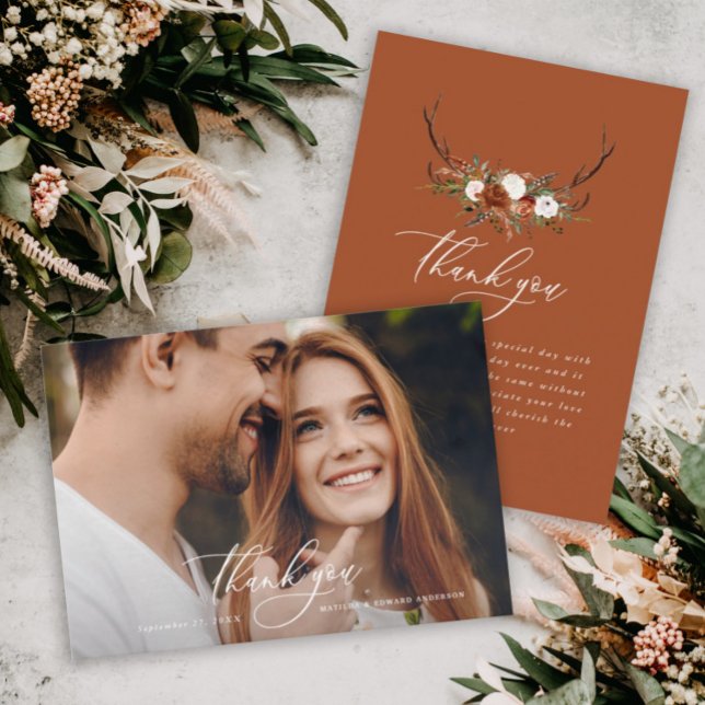 Budget photo elegant wedding thank you terracotta  enclosure card (Creator Uploaded)