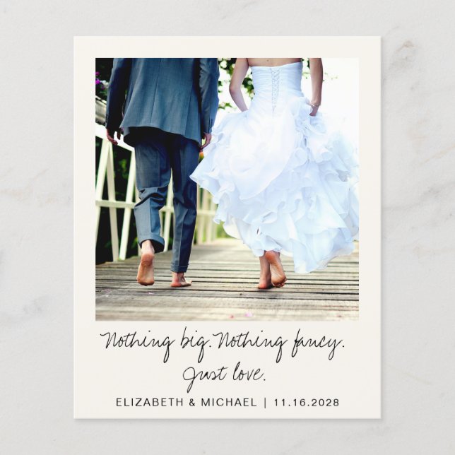 Budget Photo Elopement Cream Wedding Announcement (Front)