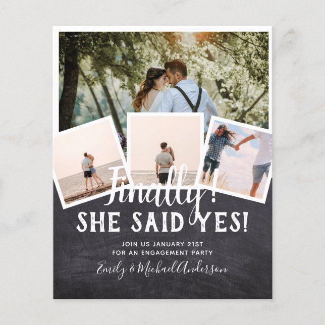 BUDGET PHOTO Engaged Wedding INVITE Announcement Flyer (Front)