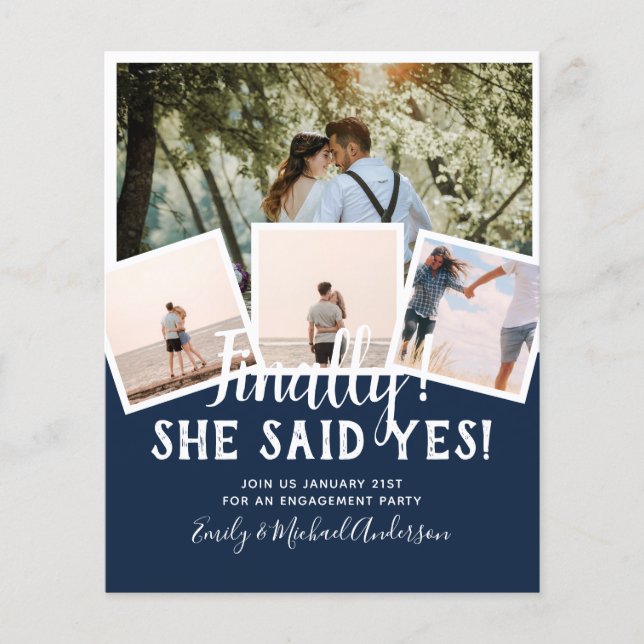 BUDGET PHOTO Engaged Wedding INVITE Announcement Flyer (Front)