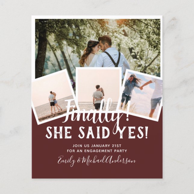 BUDGET PHOTO Engaged Wedding INVITE Announcement Flyer (Front)