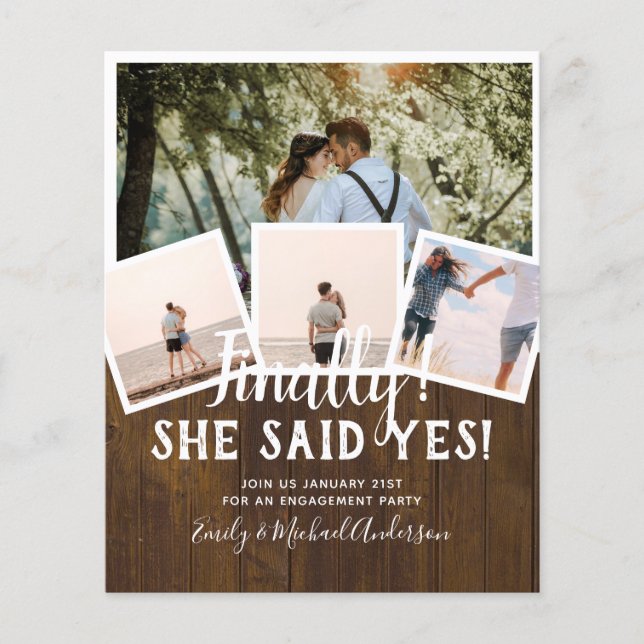 BUDGET PHOTO Engaged Wedding INVITE Announcement Flyer (Front)