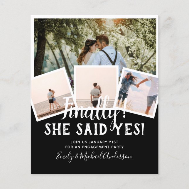 BUDGET PHOTO Engaged Wedding INVITE Announcement Flyer (Front)