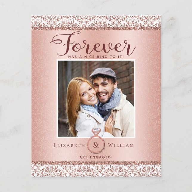 Budget Photo Engagement Announcement Rose Gold (Front)