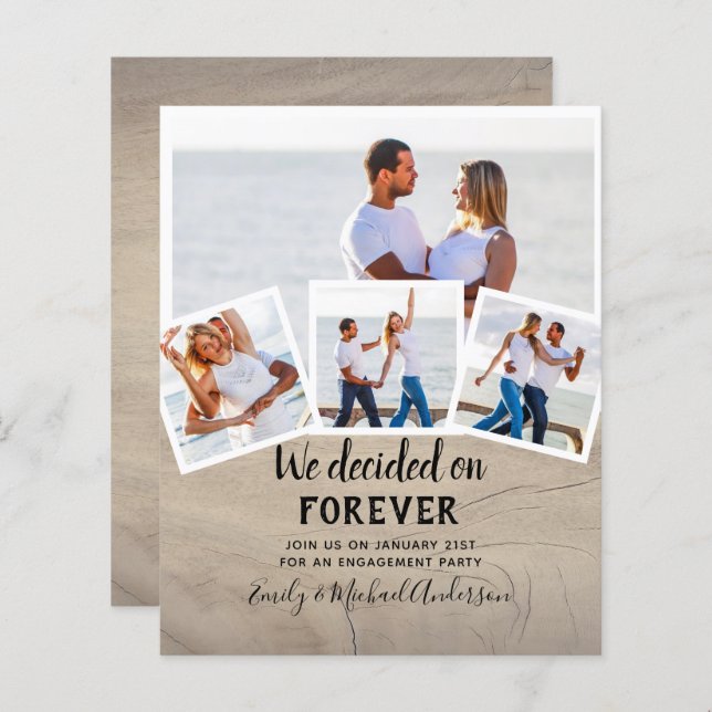 BUDGET PHOTO ENGAGEMENT QUOTE INVITES - ANY COLOR (Front/Back)