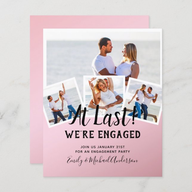 BUDGET PHOTO ENGAGEMENT QUOTE INVITES - ANY COLOR (Front/Back)