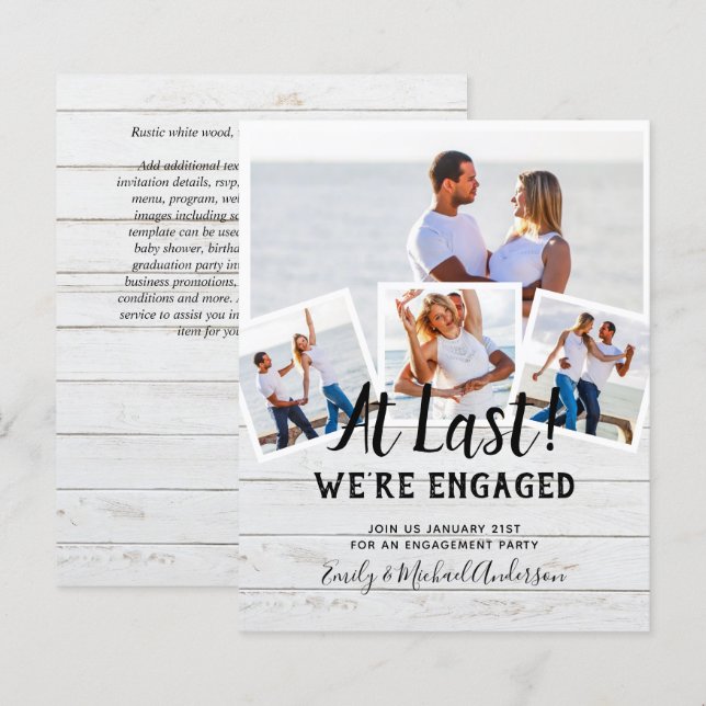 BUDGET PHOTO ENGAGEMENT QUOTE INVITES - ANY COLOR (Front/Back)