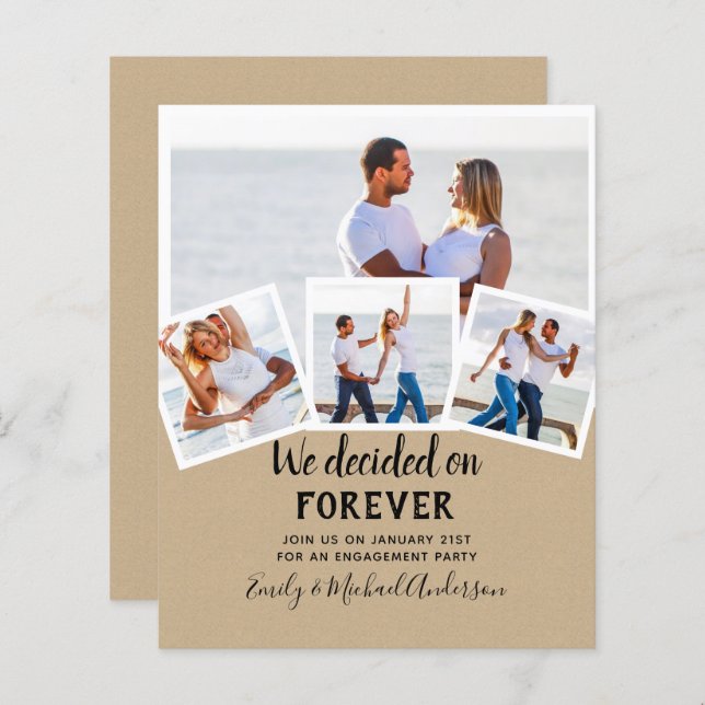 BUDGET PHOTO ENGAGEMENT QUOTE INVITES - ANY COLOR (Front/Back)