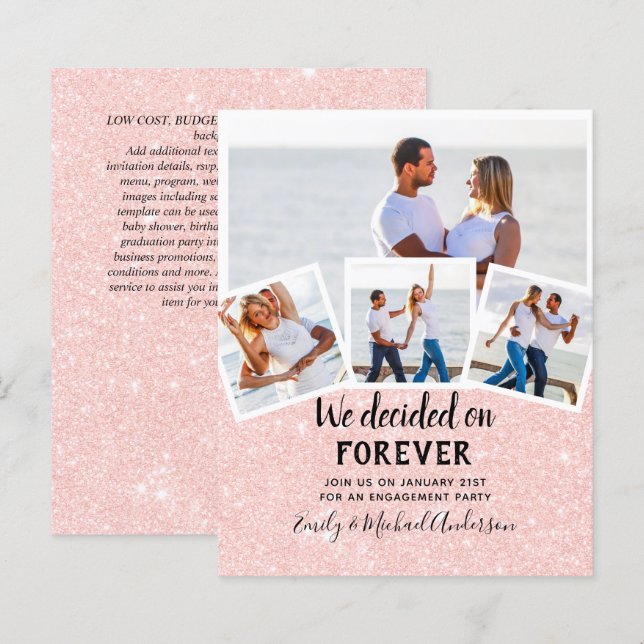 BUDGET PHOTO ENGAGEMENT QUOTE INVITES - ANY COLOR (Front/Back)