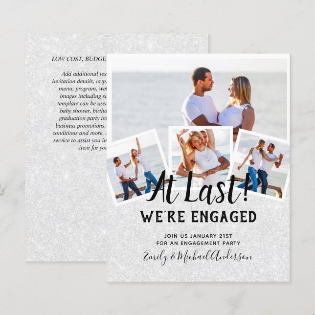 BUDGET PHOTO ENGAGEMENT QUOTE INVITES - ANY COLOR (Front/Back)