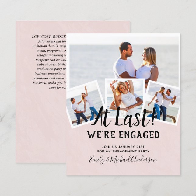 BUDGET PHOTO ENGAGEMENT QUOTE INVITES - ANY COLOR (Front/Back)