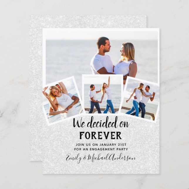BUDGET PHOTO ENGAGEMENT QUOTE INVITES - ANY COLOR (Front/Back)