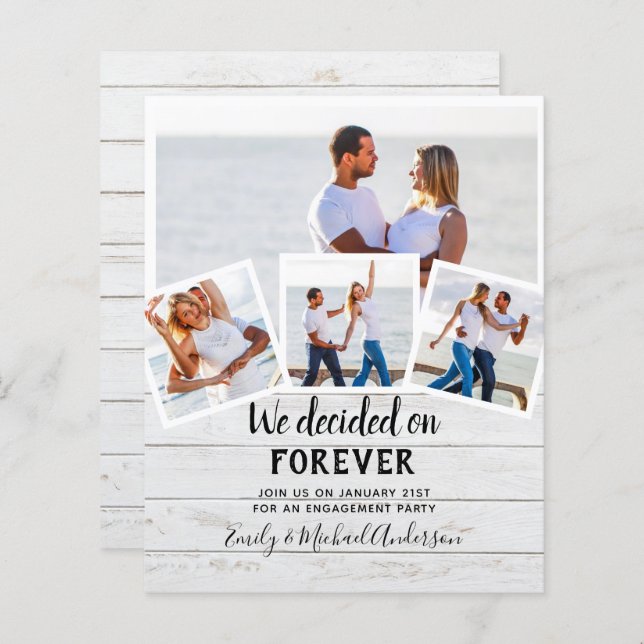 BUDGET PHOTO ENGAGEMENT QUOTE INVITES - ANY COLOR (Front/Back)