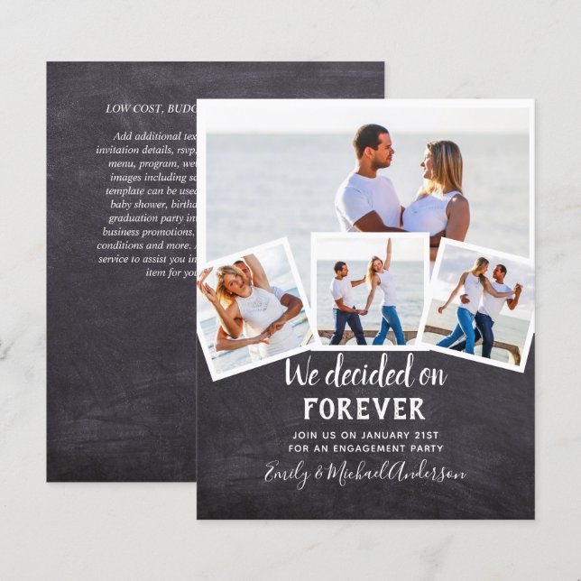 BUDGET PHOTO ENGAGEMENT QUOTE INVITES - ANY COLOR (Front/Back)