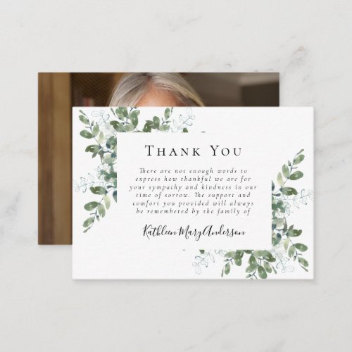 BUDGET Photo Eucalyptus Funeral Thank You Note 