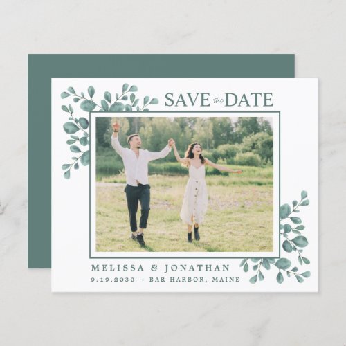 Budget Photo Eucalyptus Greenery QR Code Save Date