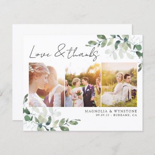 Budget Photo Eucalyptus Wedding Thank You Card