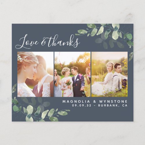 Budget Photo Eucalyptus Wedding Thank You Card