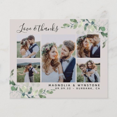 Budget Photo Eucalyptus Wedding Thank You Card