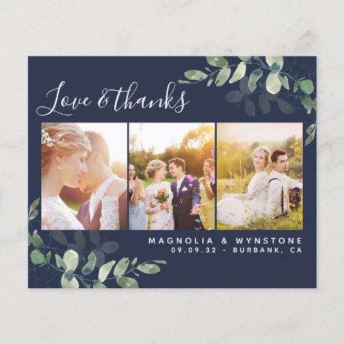 Budget Photo Eucalyptus Wedding Thank You Card