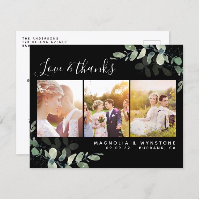 Budget Photo Eucalyptus Wedding Thank You Postcard (Front/Back)