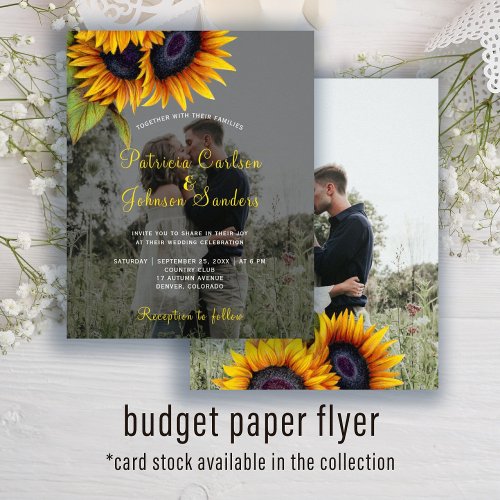 Budget photo fall floral wedding paper invitation
