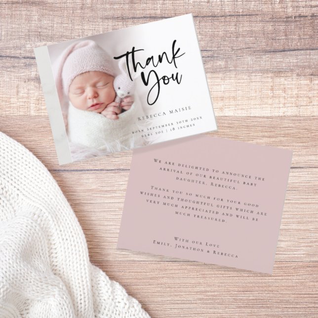 Budget Photo Girl Thank You Birth Annnouncement (Creator Uploaded)