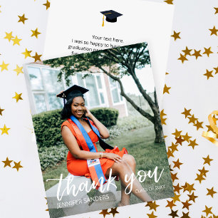 Budget Photo Graduation Hat Calligraphy Thank You Flyer