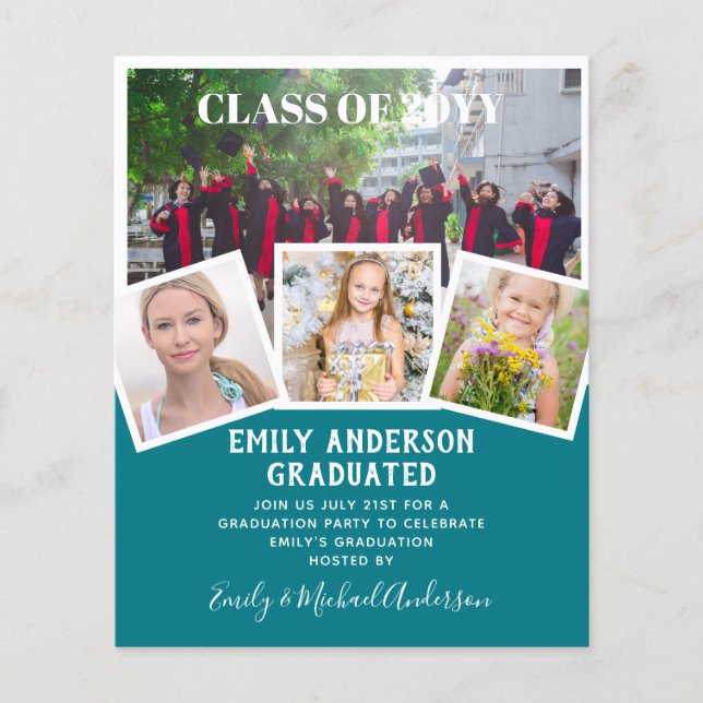 BUDGET Photo GRADUATION Invite Announcement ThankU Flyer (Front)