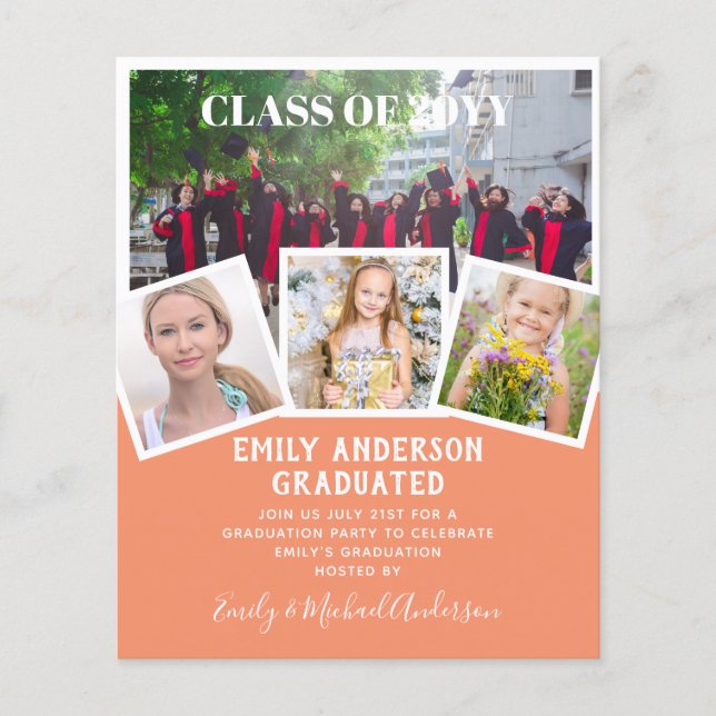 BUDGET Photo GRADUATION Invite Announcement ThankU Flyer (Front)