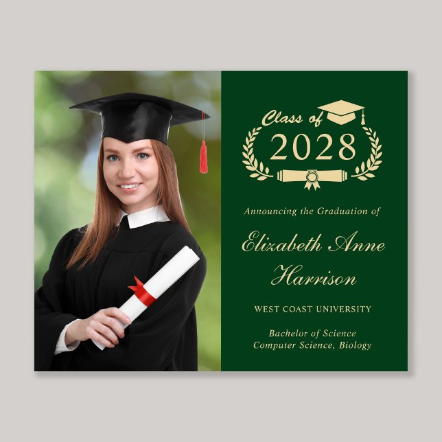 Budget Photo Green College Graduation Announcement (Our user-friendly template makes it a breeze to upload your photo and personalize your announcement)