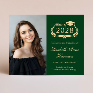 Budget Photo Green College Graduation Announcement