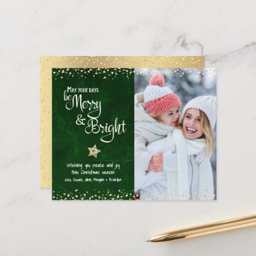 Budget Photo Green Days Merry Bright Script Card