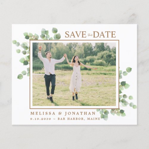 Budget Photo Greenery Leaves QR Code Save The Date