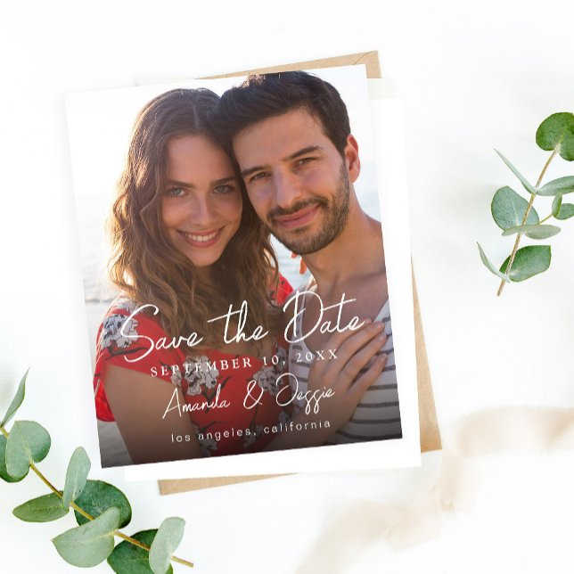 Budget Photo- Handwriting Vertical Save the Date 3 (Creator Uploaded)