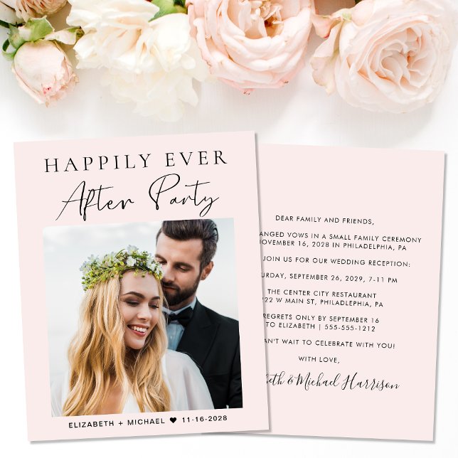 Budget Photo Happily Ever After Party Pink Invite (Your love story deserves a grand celebration!)