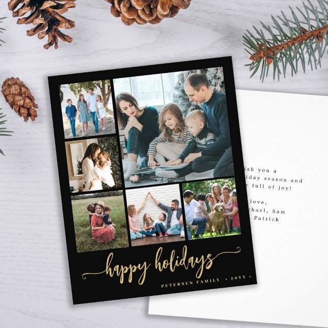 Budget photo happy holidays black greeting Card Flyer (Creator Uploaded)