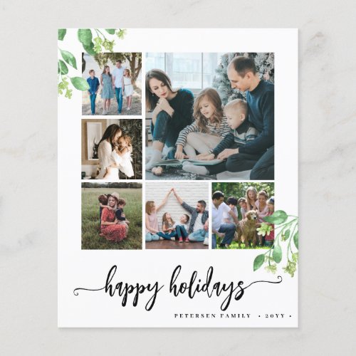 Budget photo happy holidays greenery greeting Card Flyer