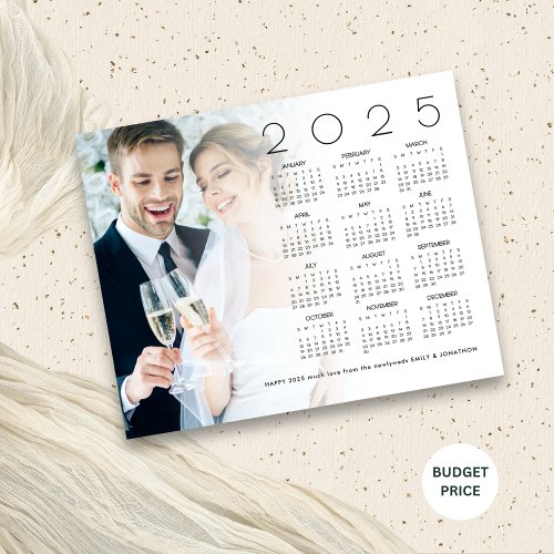 Budget Photo Happy New Year 2025 Calendar Newlywed