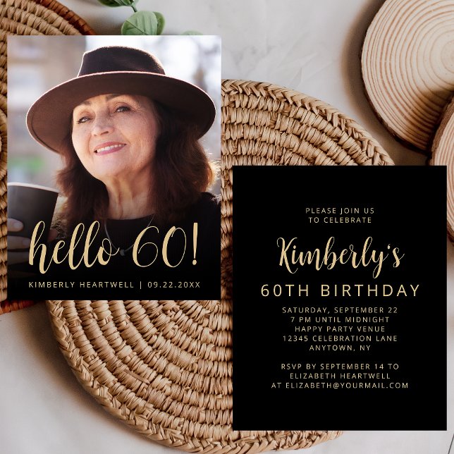 Budget Photo Hello 60 Birthday Party Invite (Creator Uploaded)