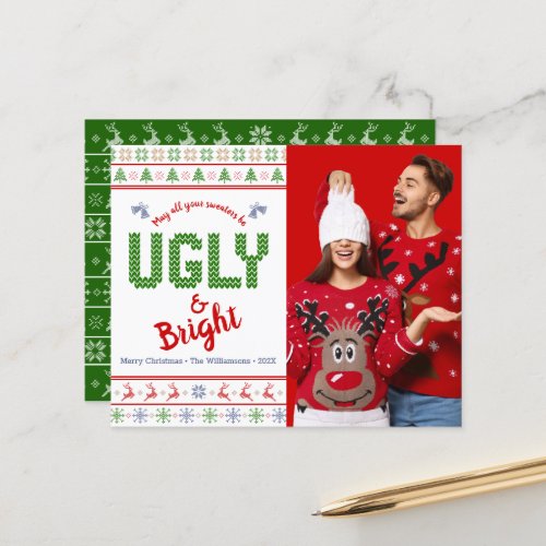 Budget Photo Holiday Ugly Sweater Red Green Card