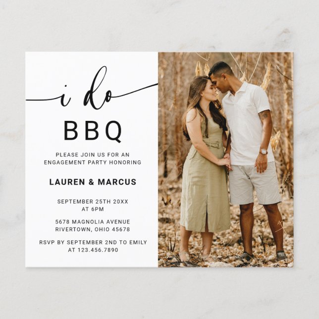 Budget Photo I Do BBQ Calligraphy Engagement Party Flyer (Front)