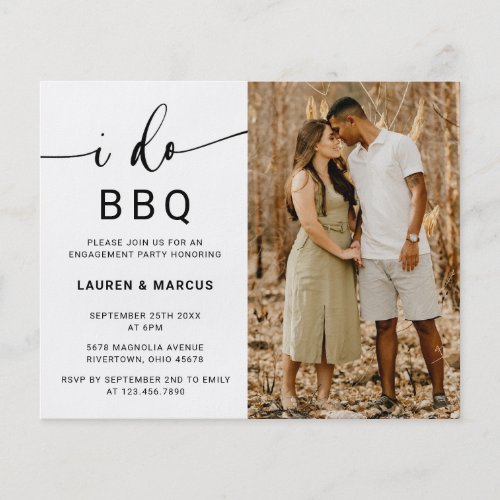 Budget Photo I Do BBQ Calligraphy Engagement Party Flyer