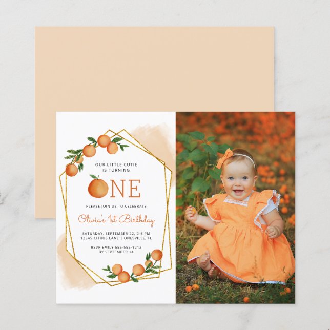 Budget Photo Little Cutie 1st Birthday Invite (Front/Back)