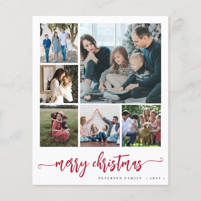 Budget photo Merry Christmas script Holiday Card Flyer (Front)