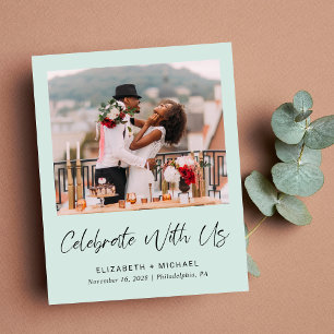 Budget Photo Mint Wedding Reception Invitation