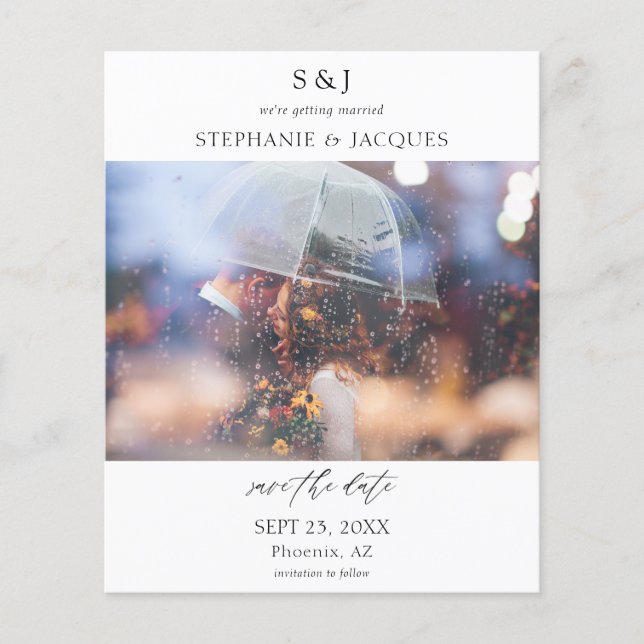 Budget Photo Modern Monogram Save the Date Flyer (Front)